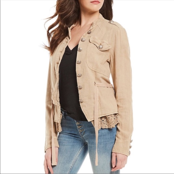 FREE PEOPLE Emelie Lace Trim Tie Waist Jacket - Picture 3 of 6